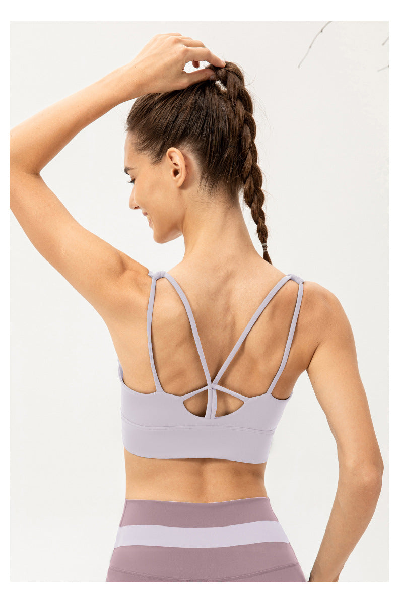 One Piece Yoga Bra Women Shockproof Push up Sports Vest Breathable Nude Feel Running Workout Underwear