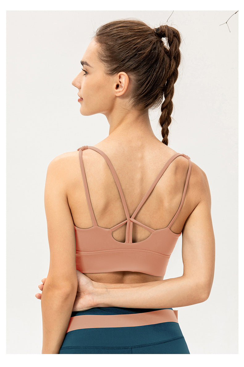 One Piece Yoga Bra Women Shockproof Push up Sports Vest Breathable Nude Feel Running Workout Underwear