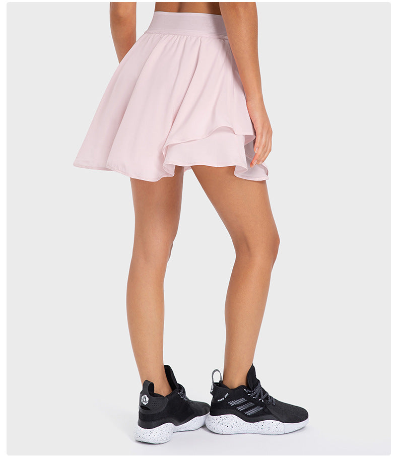 Jupe de tennis synthétique deux pièces refroidie à l'eau, séchage rapide, doublure, sac latéral, short de yoga anti-exposition pour femme