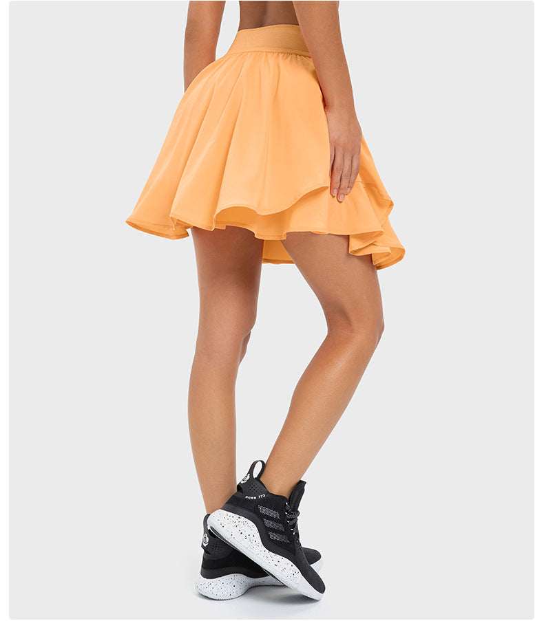 Jupe de tennis synthétique deux pièces refroidie à l'eau, séchage rapide, doublure, sac latéral, short de yoga anti-exposition pour femme