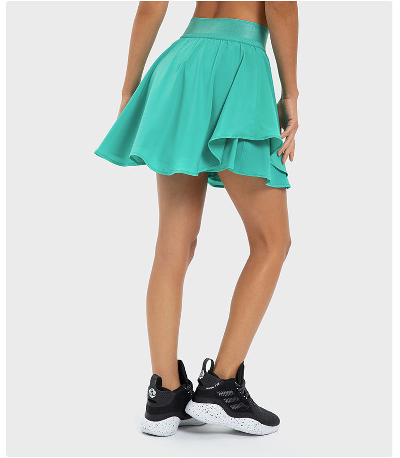Jupe de tennis synthétique deux pièces refroidie à l'eau, séchage rapide, doublure, sac latéral, short de yoga anti-exposition pour femme