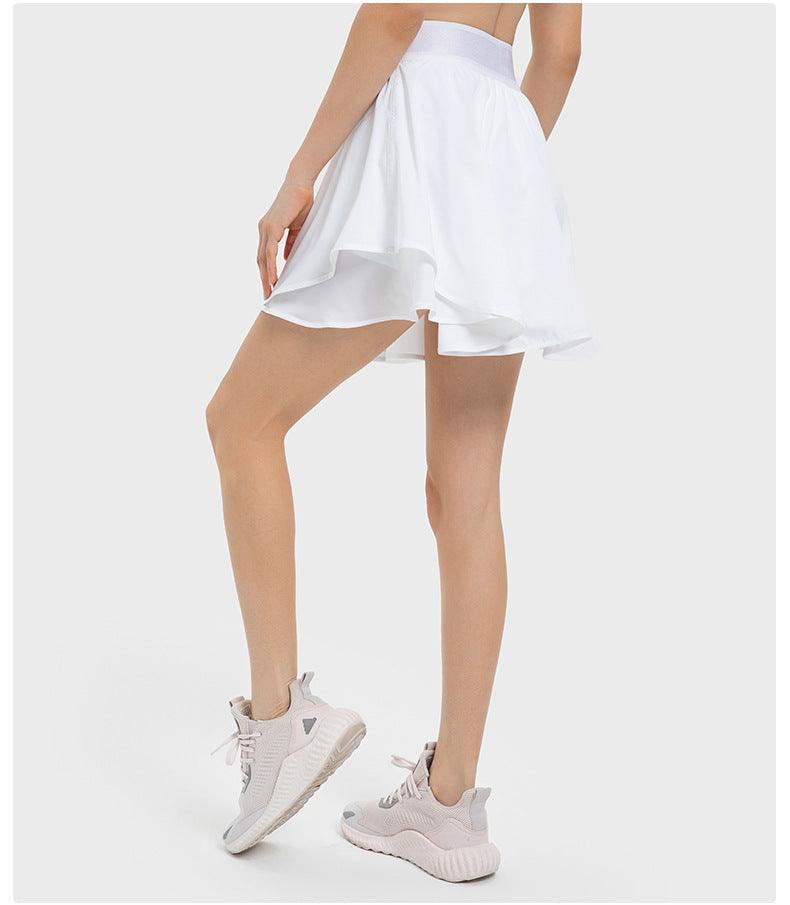 Jupe de tennis synthétique deux pièces refroidie à l'eau, séchage rapide, doublure, sac latéral, short de yoga anti-exposition pour femme