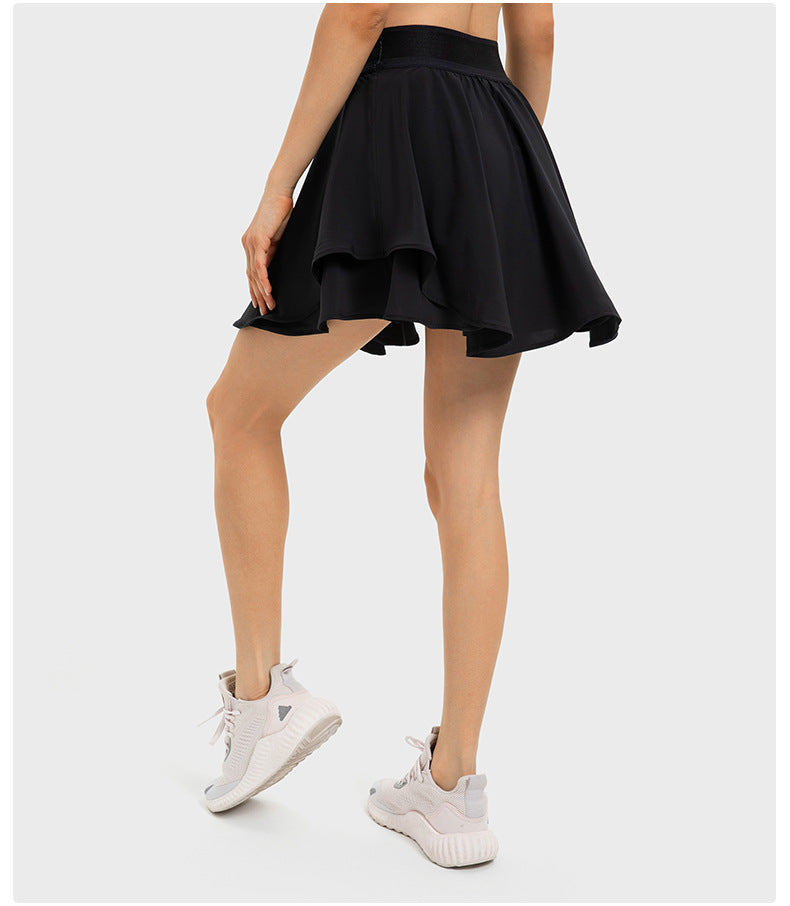 Jupe de tennis synthétique deux pièces refroidie à l'eau, séchage rapide, doublure, sac latéral, short de yoga anti-exposition pour femme