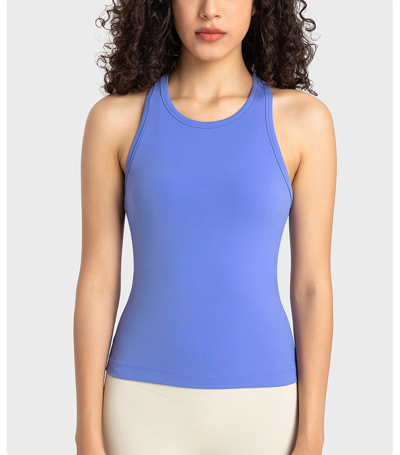 Antibacterial Deodorant Close Fitting Slimming Yoga Vest Women High Elastic Nude Feel Sports Fitness Yoga Wear