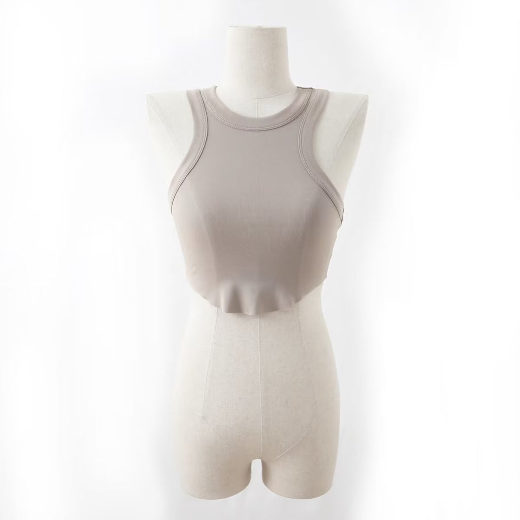 Chaleco deportivo para mujer, fitness, yoga, baile, running, acolchado para el pecho, rayas hundidas, con forma de I, de secado rápido.