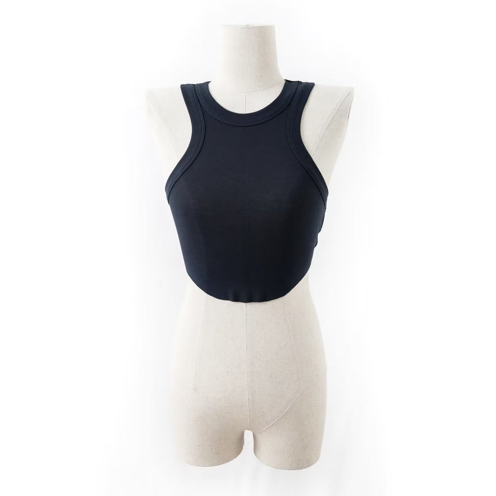 Chaleco deportivo para mujer, fitness, yoga, baile, running, acolchado para el pecho, rayas hundidas, con forma de I, de secado rápido.