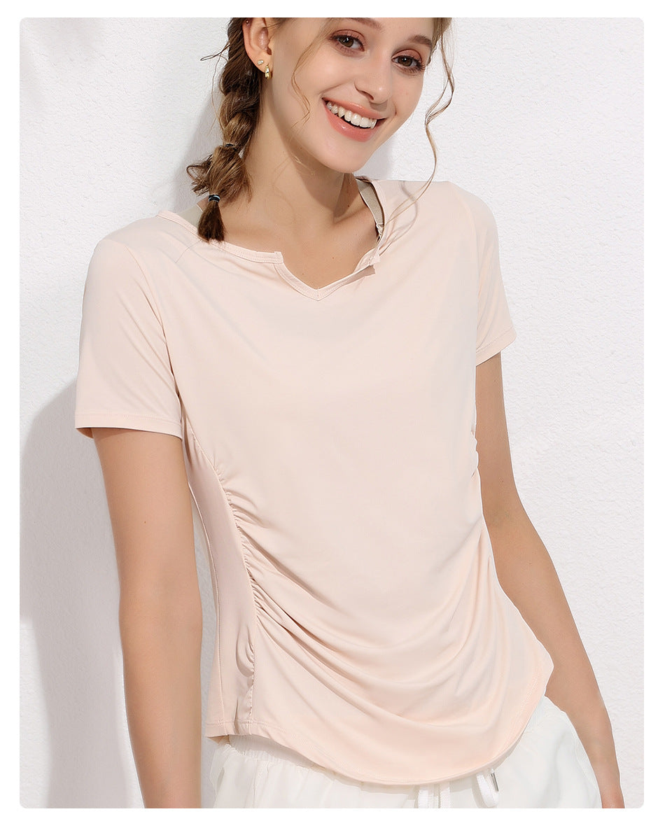 Ropa de yoga para mujer, de verano, de secado rápido, para correr, pilates, fitness, deportiva, de manga corta