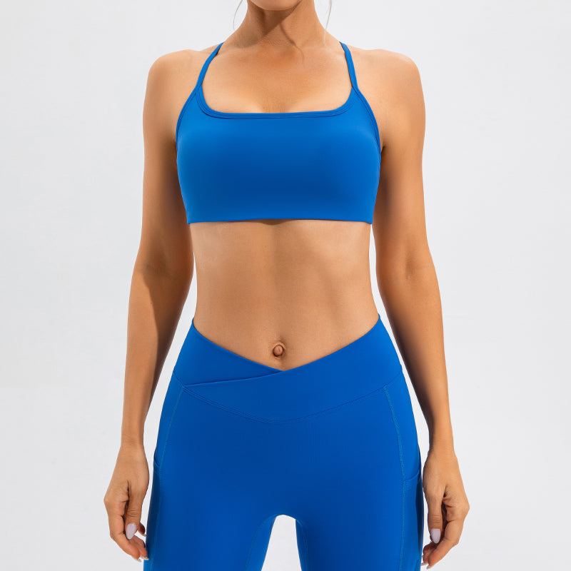 Sujetador de yoga con tacto nude para mujer, ropa interior deportiva a prueba de golpes, push up, espalda de belleza, sujetador de fitness