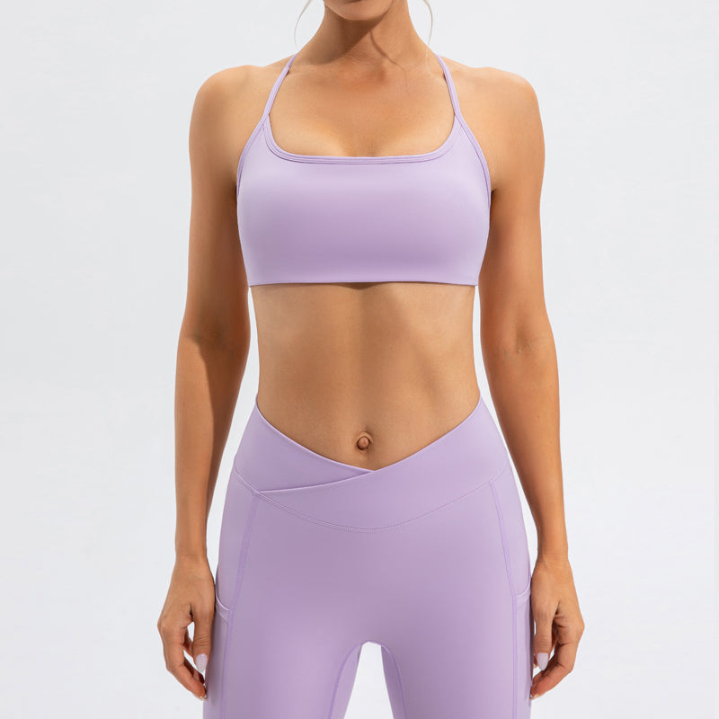 Sujetador de yoga con tacto nude para mujer, ropa interior deportiva a prueba de golpes, push up, espalda de belleza, sujetador de fitness