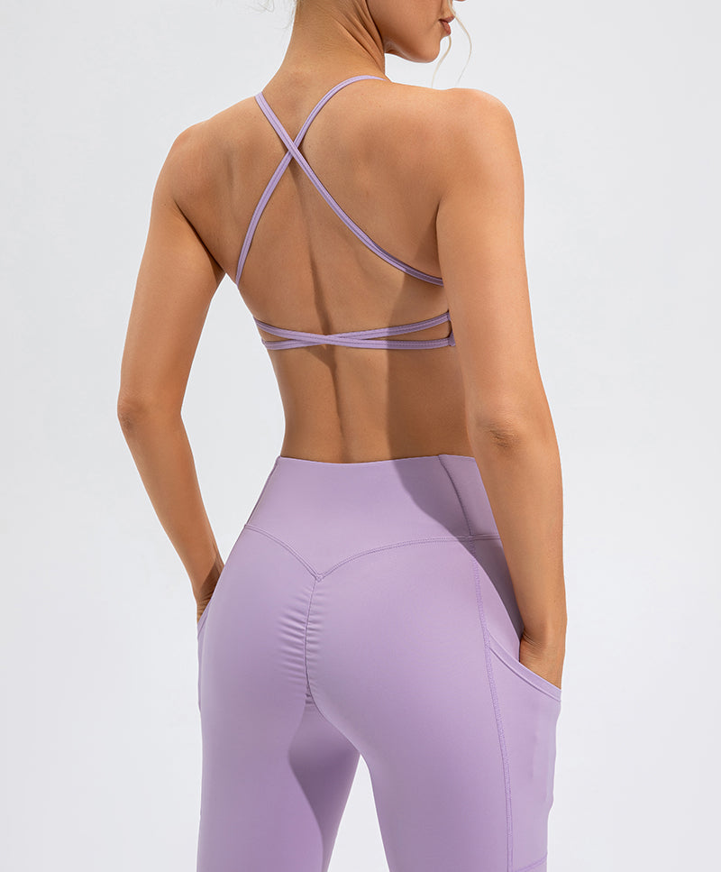 Sujetador de yoga con tacto nude para mujer, ropa interior deportiva a prueba de golpes, push up, espalda de belleza, sujetador de fitness