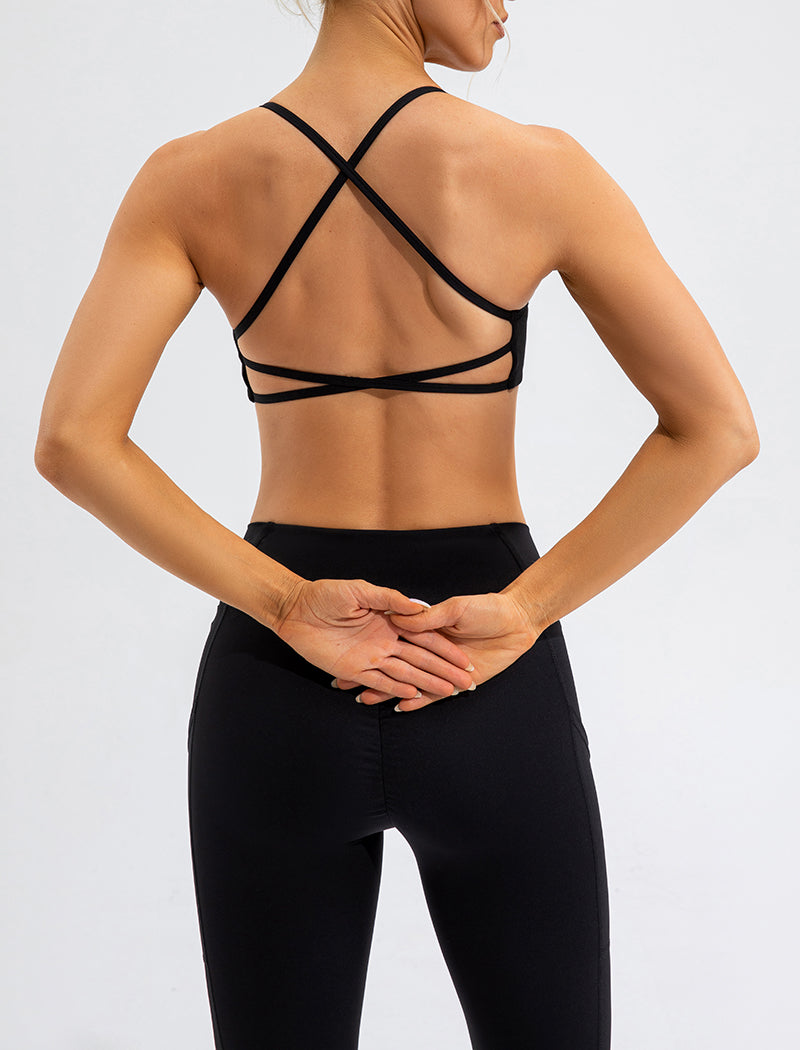 Sujetador de yoga con tacto nude para mujer, ropa interior deportiva a prueba de golpes, push up, espalda de belleza, sujetador de fitness