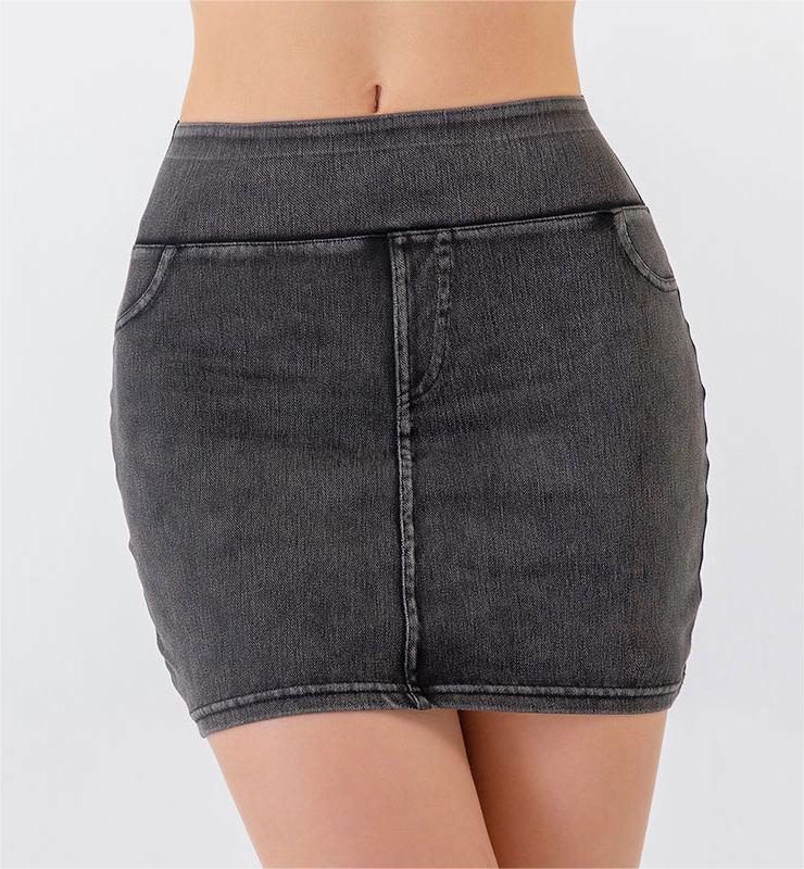 Summer High Waist Denim Skirt Women Stretchy Slim Fit Sexy Belly Contracting Hip Lifting Sports Outerwear Yoga Skirts