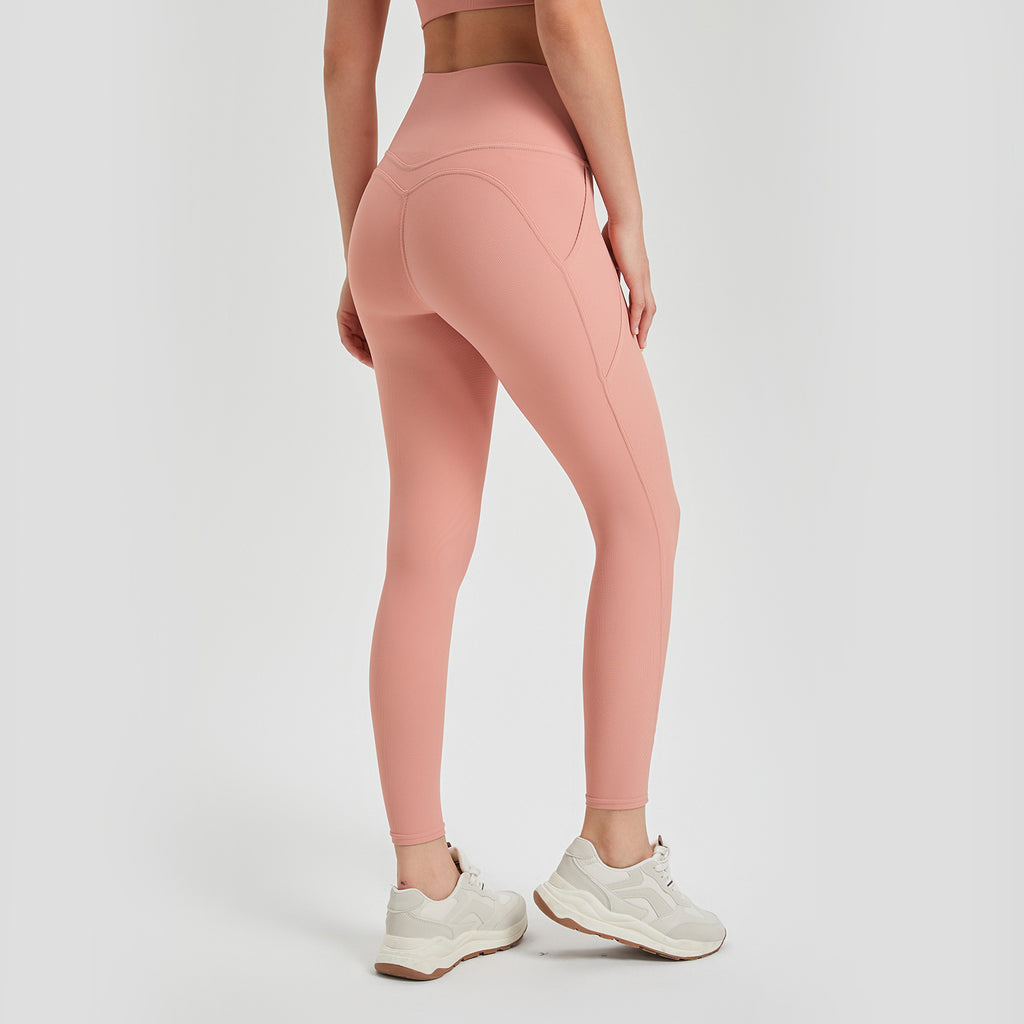 Pantalones de yoga para mujer, cintura alta, color melocotón, levantamiento de cadera, leggings deportivos para correr, ropa de yoga para fitness, ropa exterior, pantalones