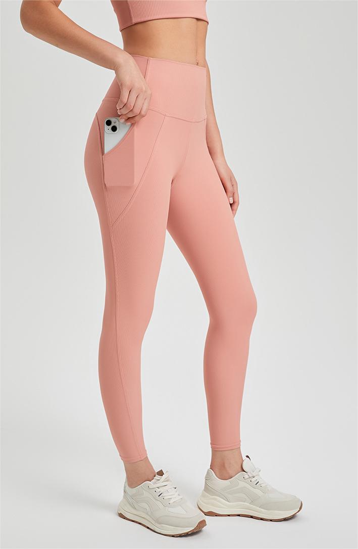 Pantalones de yoga para mujer, cintura alta, color melocotón, levantamiento de cadera, leggings deportivos para correr, ropa de yoga para fitness, ropa exterior, pantalones