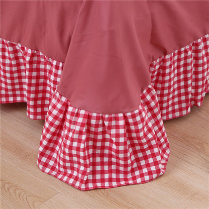 Korean style lace four-piece plaid pastoral princess style