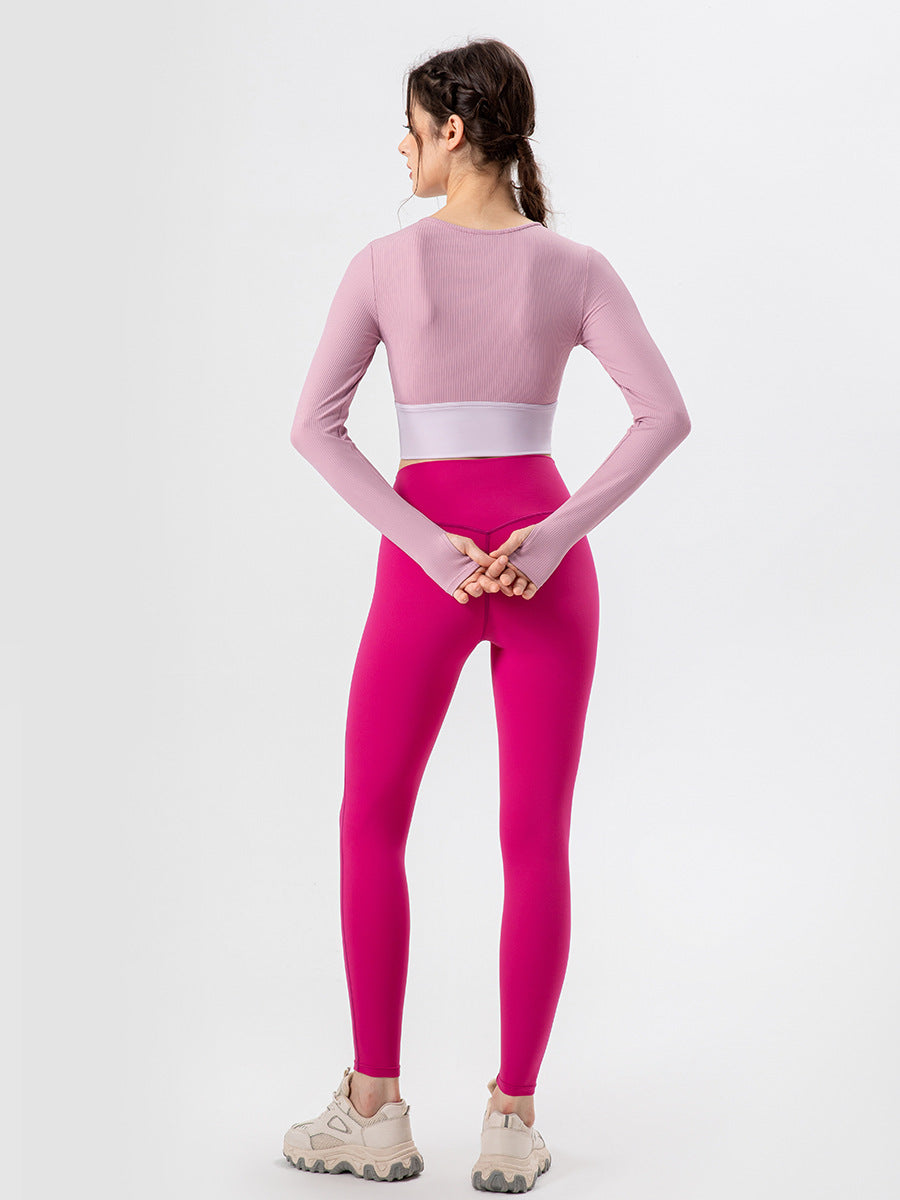Camiseta de yoga de manga larga para mujer, con almohadilla para el pecho, tacto piel, para entrenamiento, adelgazante, para correr al aire libre, ajustada, para ejercicio, Otoño e Invierno