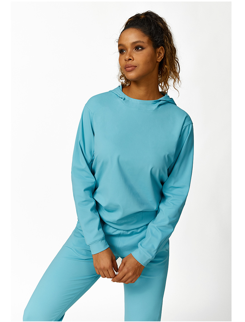 Women Loose Hooded Sweatshirt Drawstring at Hem Sweater Women Sports Sweatpants Yoga Clothes Sports Sets
