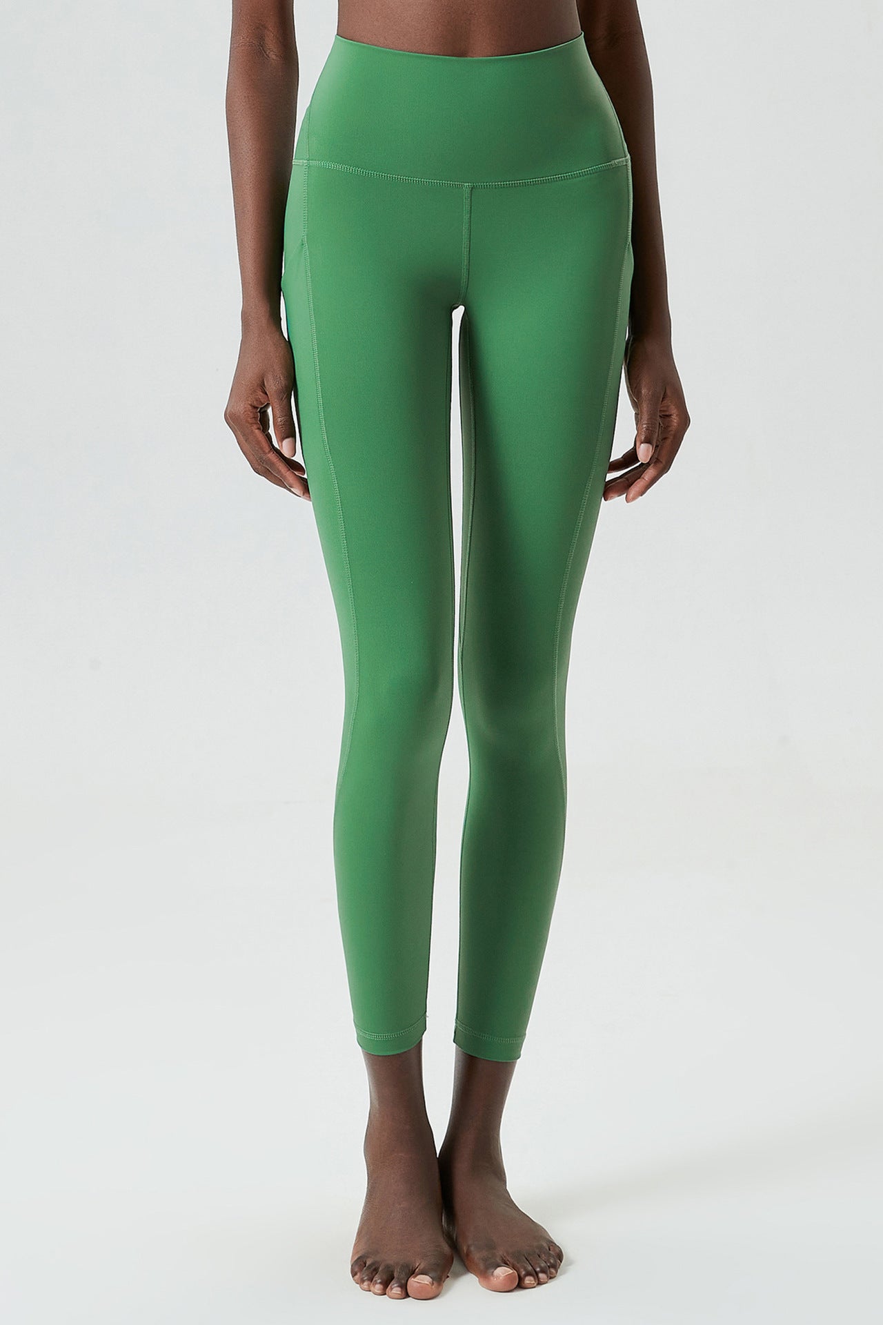 Pantalones de yoga con bolsillo y cintura media para mujer, mallas elásticas ajustadas para aeróbicos, pantalones de entrenamiento de cintura alta para ejercicio