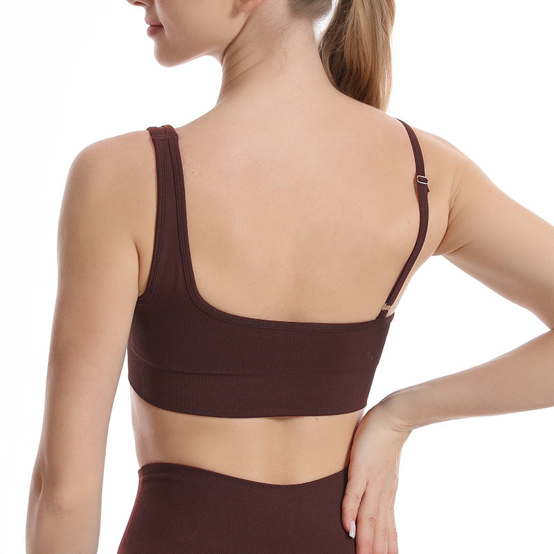 Ropa interior de yoga para ejercicio, sujetador informal de alta calidad con hombros finos, ropa exterior, sujetador superior ajustado