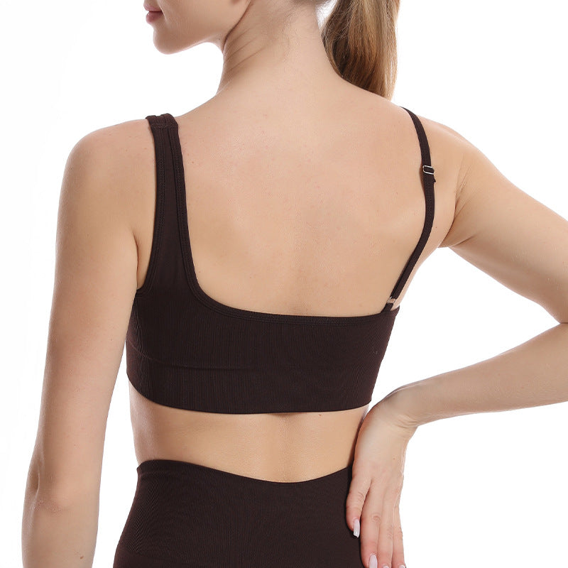 Ropa interior de yoga para ejercicio, sujetador informal de alta calidad con hombros finos, ropa exterior, sujetador superior ajustado