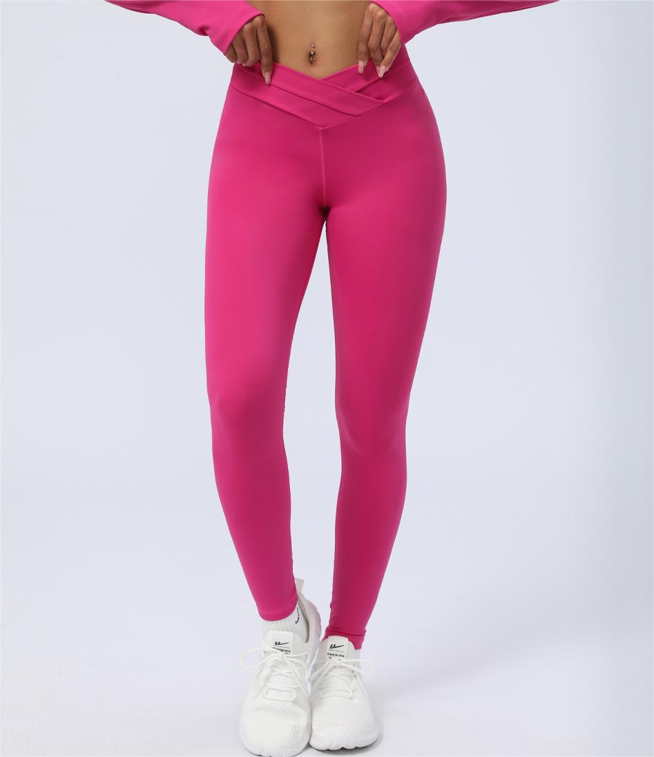 Nude Feel Cross Stitching Yoga Leggings Peach Hip Raise Yoga Ninth Pants Sports Workout Clothes Trousers Women