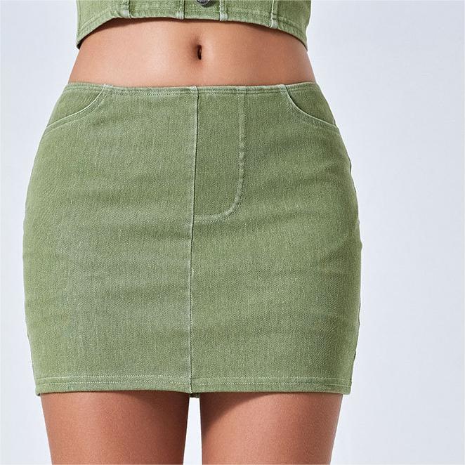 Summer Colorful High Waist Denim Yoga Skirt Women Slimming Hip Raise Running Sports Tight Belt Leggings Short Skirt