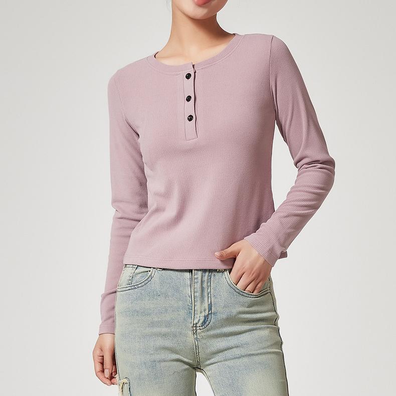 Camiseta de manga larga para mujer, estilo coreano, ajustada, con diseño adelgazante, para otoño
