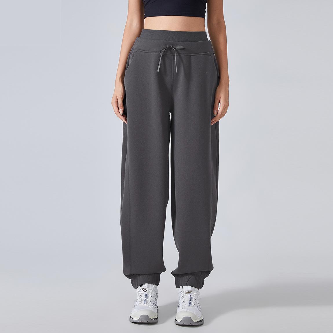 5544Autumn Winter Fleece lined Thermal Workout Pants Women All Matching Casual Sweatpants Loose Tappered Fitness Yoga Pants