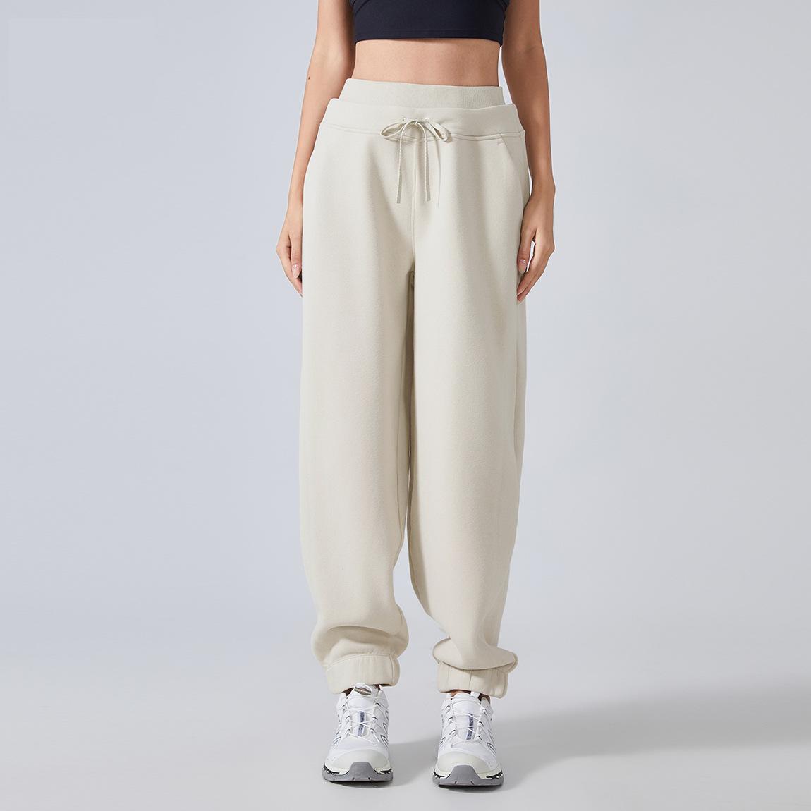 5544Autumn Winter Fleece lined Thermal Workout Pants Women All Matching Casual Sweatpants Loose Tappered Fitness Yoga Pants