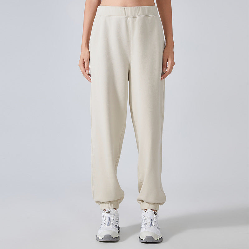 Autumn Winter Elastic Waist Ankle Tied Sports Pants Women High Waist Slimming Casual Sweatpants Fitness Yoga Pants
