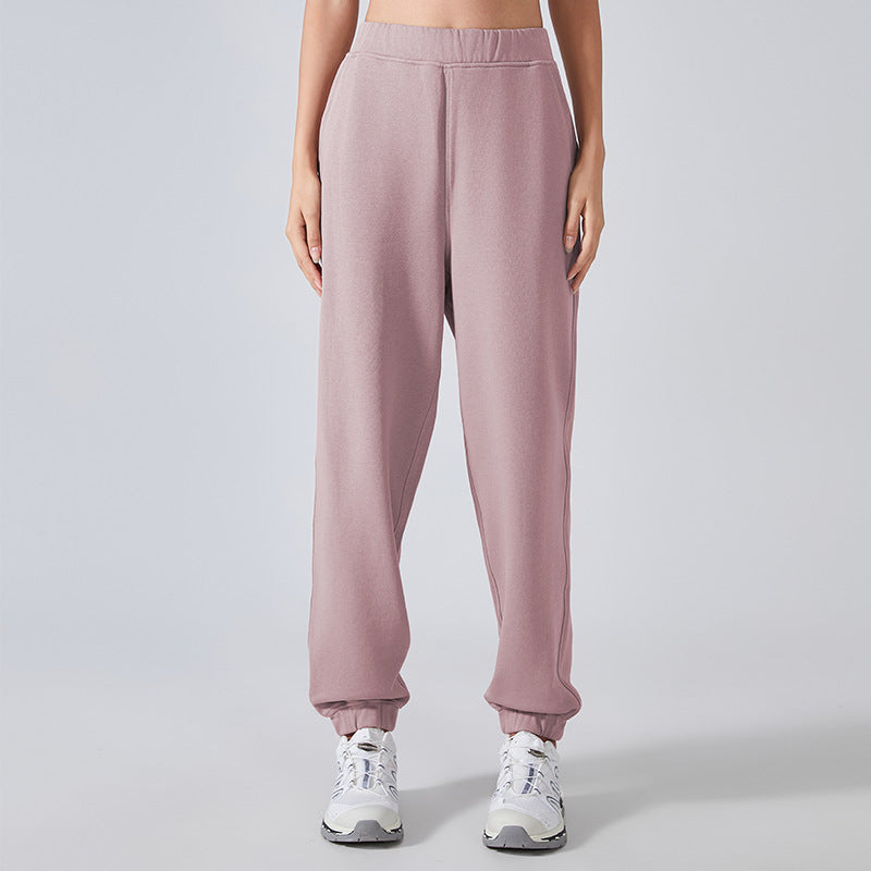 Autumn Winter Elastic Waist Ankle Tied Sports Pants Women High Waist Slimming Casual Sweatpants Fitness Yoga Pants