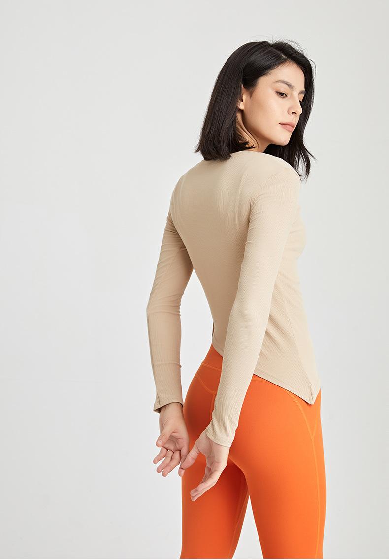 Autumn Slimming Yoga Clothes Long Sleeved Top Side Lace Fitness Clothes T Shirt Slim Fit Running Sports Tights