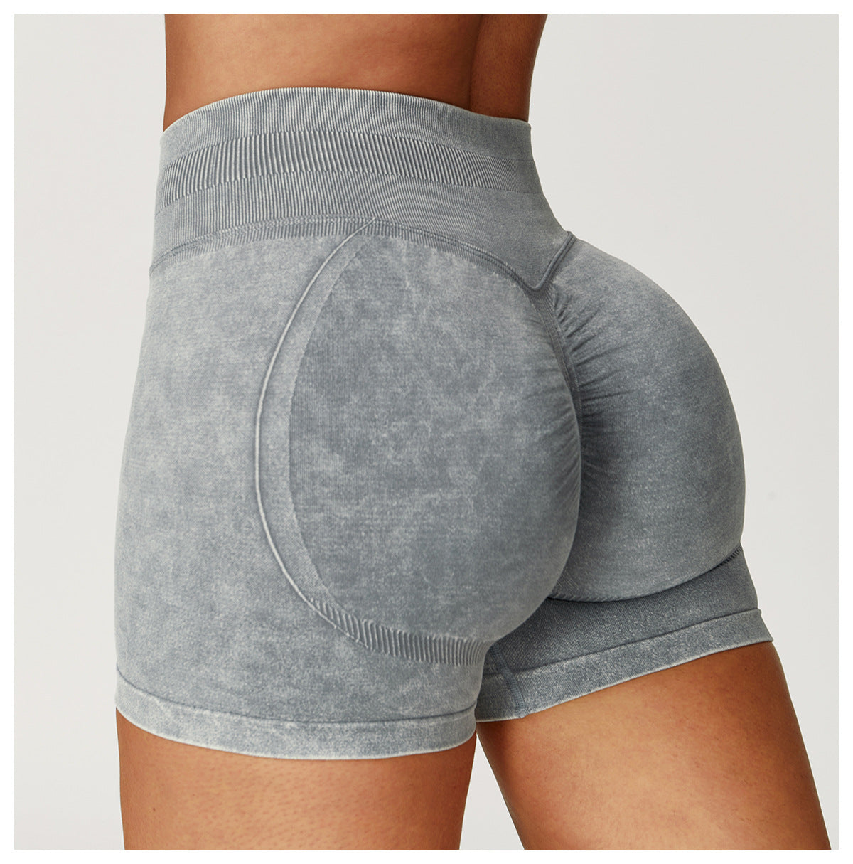 Seamless Stone Washed Yoga Shorts High Waist Hip Lift Shorts Skinny Running Sports Fitness Yoga Pants Women