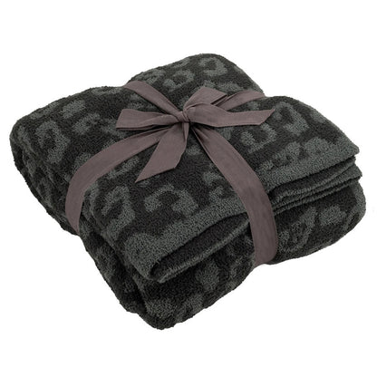 Knitted Leopard Blanket Plus Velvet Knitted Jacquard Barefoot Dream Blanket