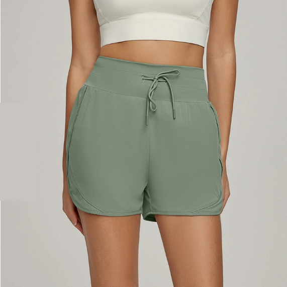 Anti Exposure Faux Two Piece Fitness Shorts Women High Waist Slimming Yoga Shorts Loose Casual Sports Shorts