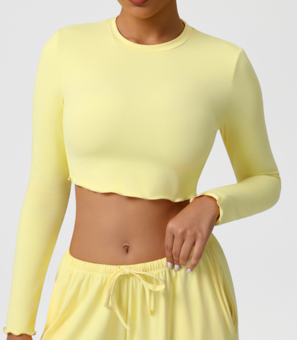 Ropa de yoga Top agradable para la piel tacto piel transpirable ropa de entrenamiento camiseta corta adelgazante deportiva manga larga