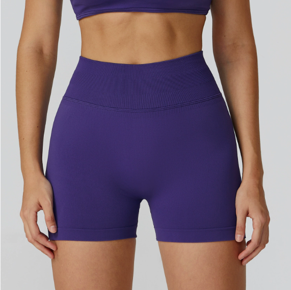 Seamless Yoga Shorts High Waist Pleated Peach Hip Slim Fitness Clothes Outdoor Running Exercise Shorts