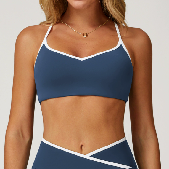 Nude Feel Yoga Bra Hollow Out Cutout out Beauty Back Contrast Color Quick Drying Bra Sports Running Workout Underwear
