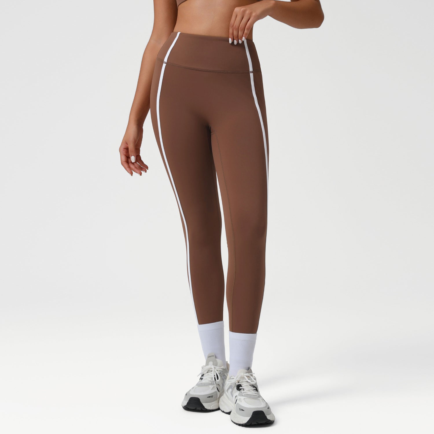 Arrival High Top Sports Tight Pants Contrast Color Nude Feel Training Yoga Pants Hip Lifting High Elastic Running Fitness Pants