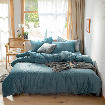 Four-piece velvet winter thick bedding
