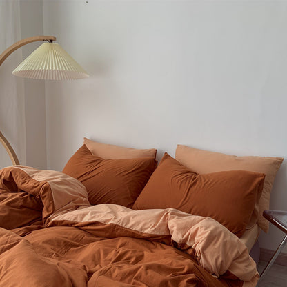 Sábana de cama moderna, sencilla y con colores pigmentados.