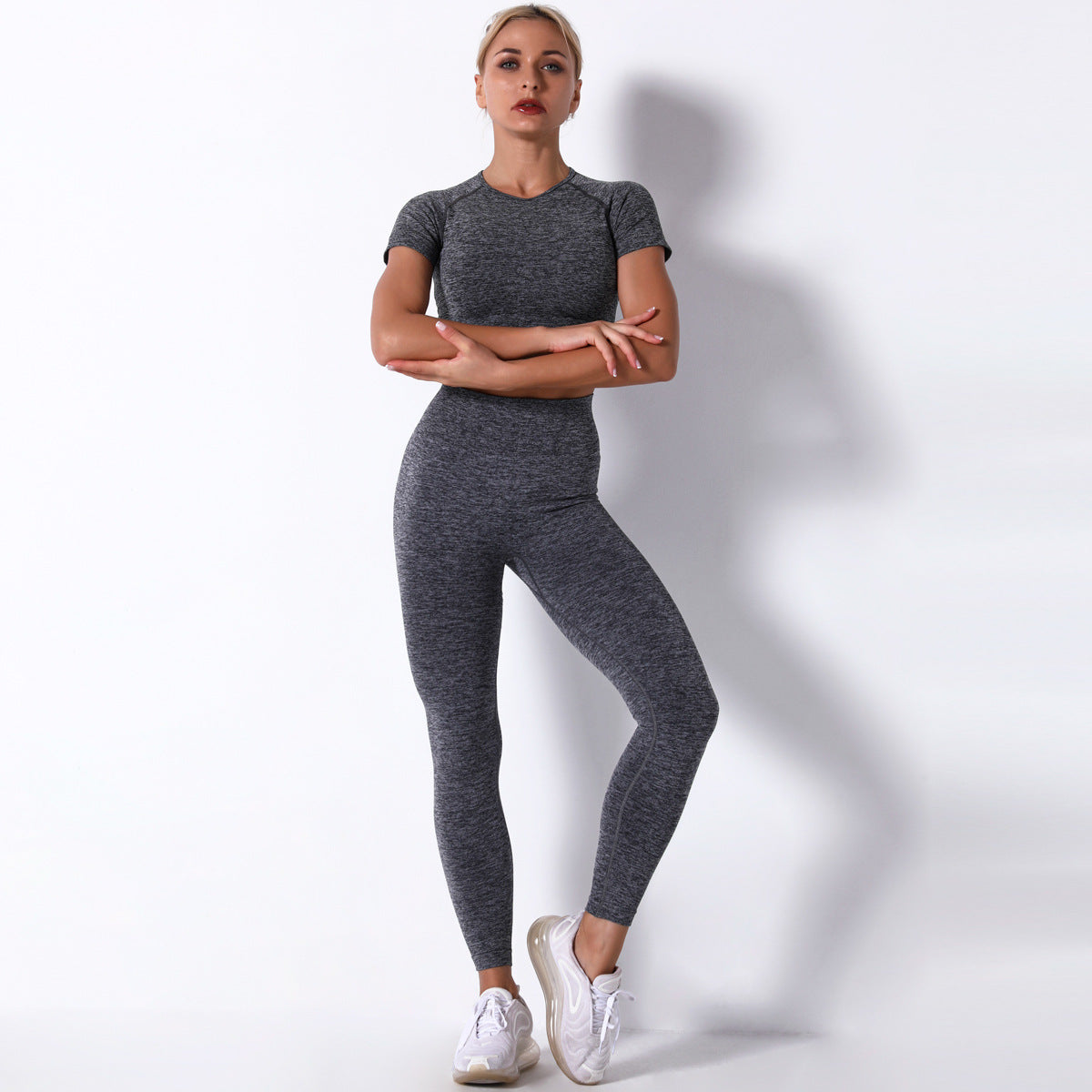 Short Sleeve Trousers Suit-Dark Gray