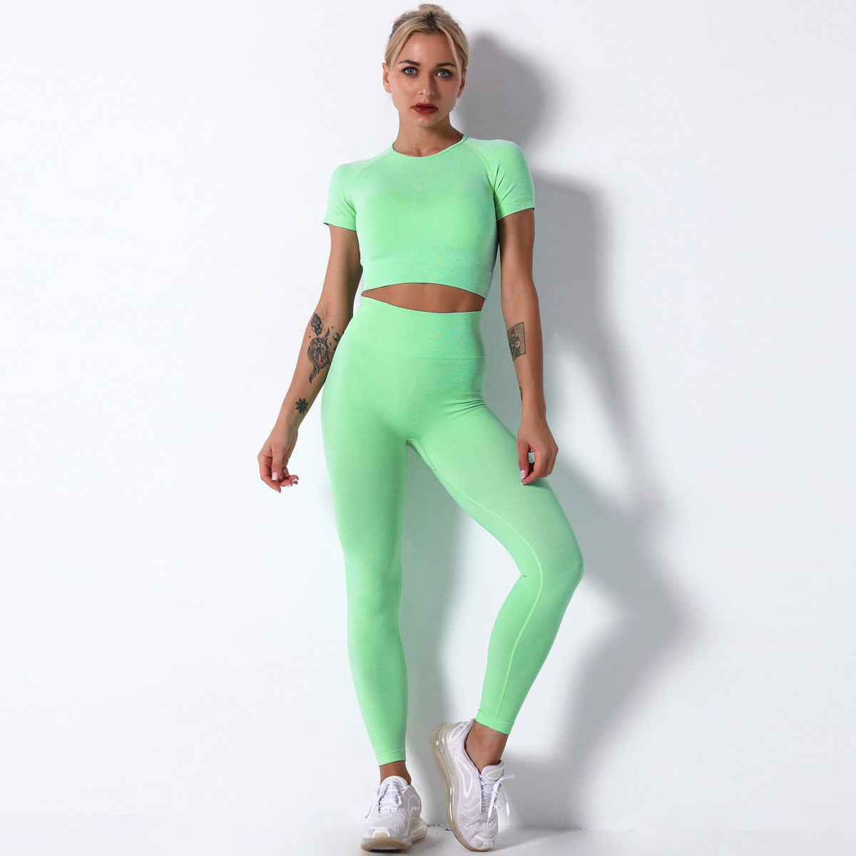 Short Sleeve Trousers Suit-Fruit Green