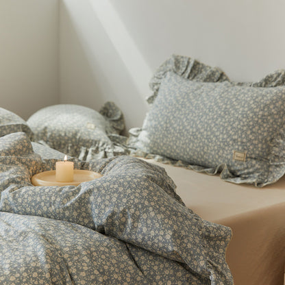 Juego de cama de cuatro piezas con diseño floral pastoral Ins Wind