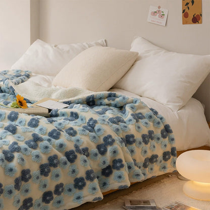Manta de cordero jacquard coreana gruesa y cálida, manta de vellón coral para el tiempo libre, para otoño e invierno, suave y cerosa, con forma de corazón para niña, manta multifunción para el almuerzo, cómoda y con aire acondicionado.