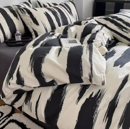 Juego de cama de cuatro piezas de algodón puro con degradado de color simple