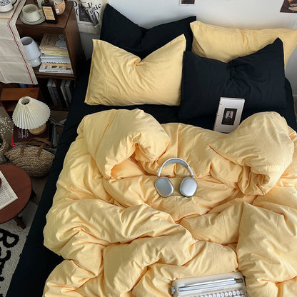 Conjunto de cuatro piezas de algodón lavado mixto súper suave