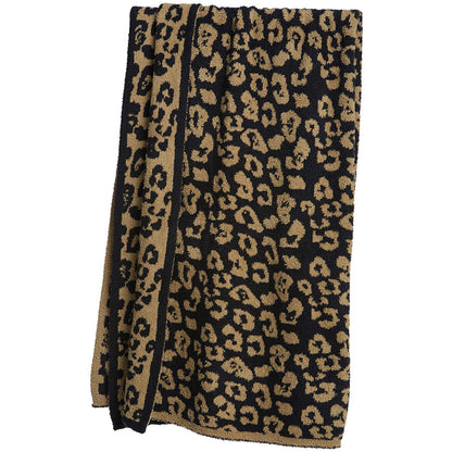 Knitted Leopard Blanket Plus Velvet Knitted Jacquard Barefoot Dream Blanket