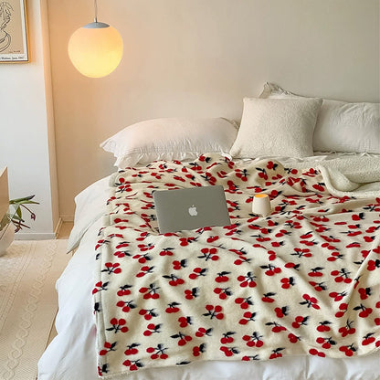 Manta de cordero jacquard coreana gruesa y cálida, manta de vellón coral para el tiempo libre, para otoño e invierno, suave y cerosa, con forma de corazón para niña, manta multifunción para el almuerzo, cómoda y con aire acondicionado.