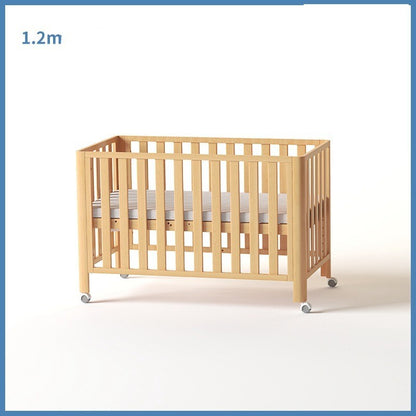 Pine Crib Solid Wood Splicing Unpainted Mobile Multifunctional Lengthened Adjustable Children's Bed